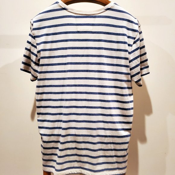 Daniel Buchler NY Blue Striped Crew T-Shirt XL - Picture 5 of 6